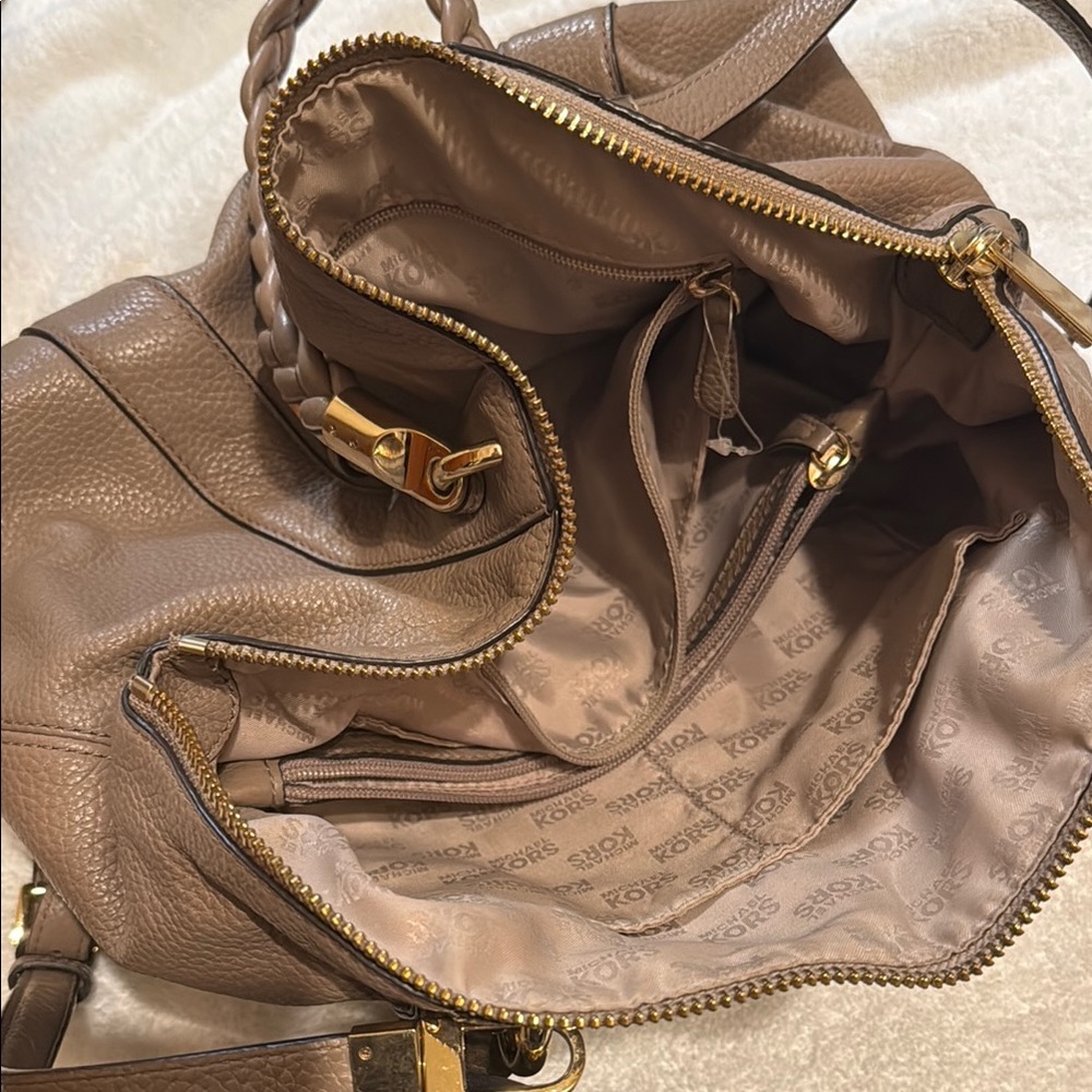 Michael Kors Brown Leather Satchel with Gold Hardware - Picture 2 of 4